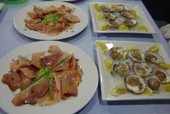 Ostras y Lacón al eneldo